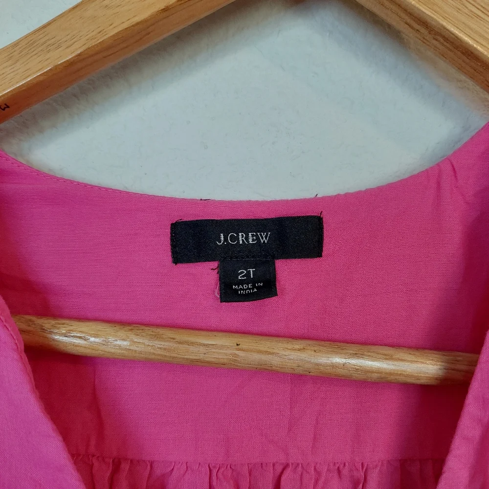 J.Crew Pom-Pom Dress in Cotton Voile in Hot‎ Pink Size 2 Tall